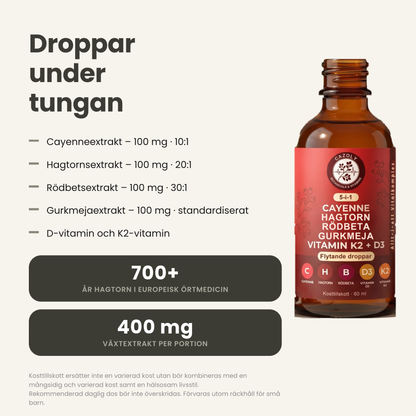 Droppar under tungan