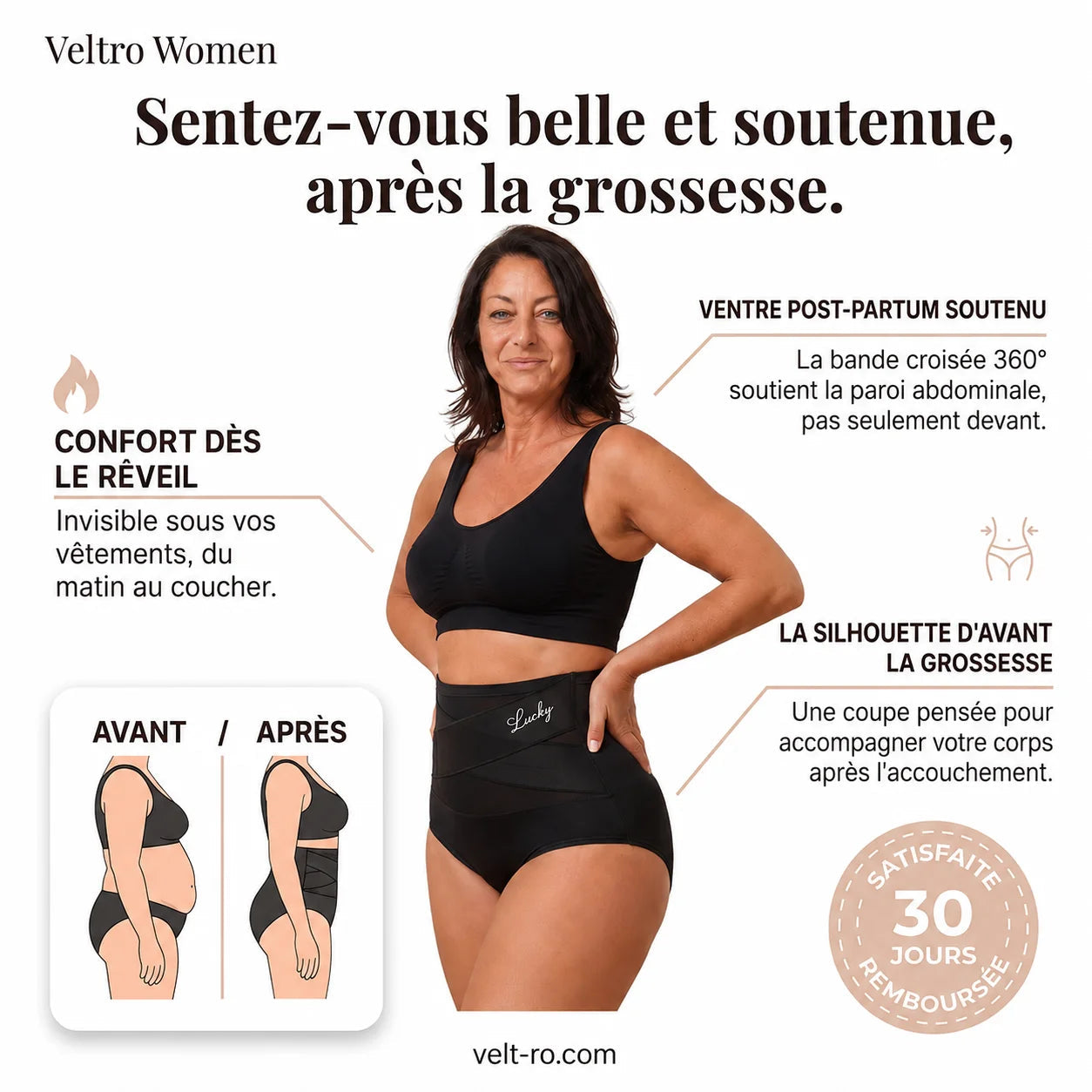 Guaina contenitiva post parto a fascia incrociata 360