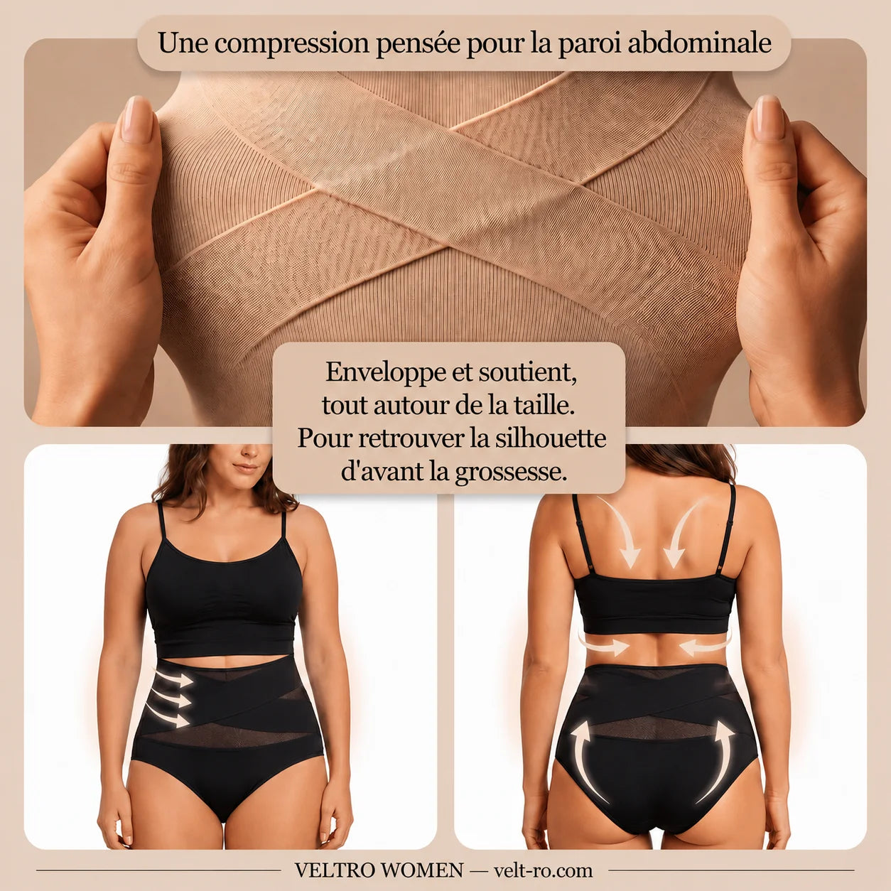 Guaina contenitiva post parto a fascia incrociata 360