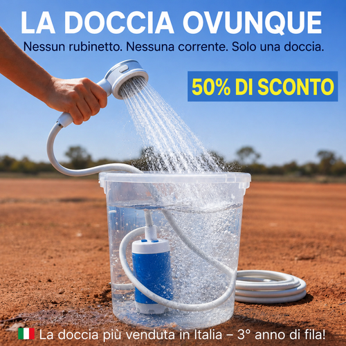 Kit completo per la doccia da campeggio.