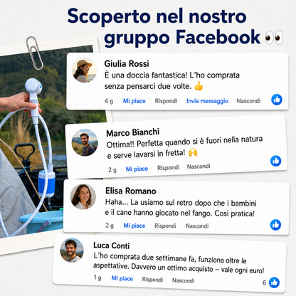 Kit completo per la doccia da campeggio.